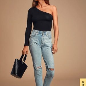 One shoulder long sleeve top
